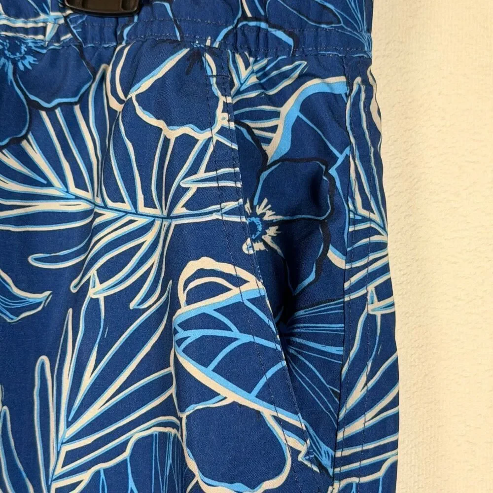 Laguna Swim Trunks Mens Large Blue Floral Lined Elastic Waist Shorts